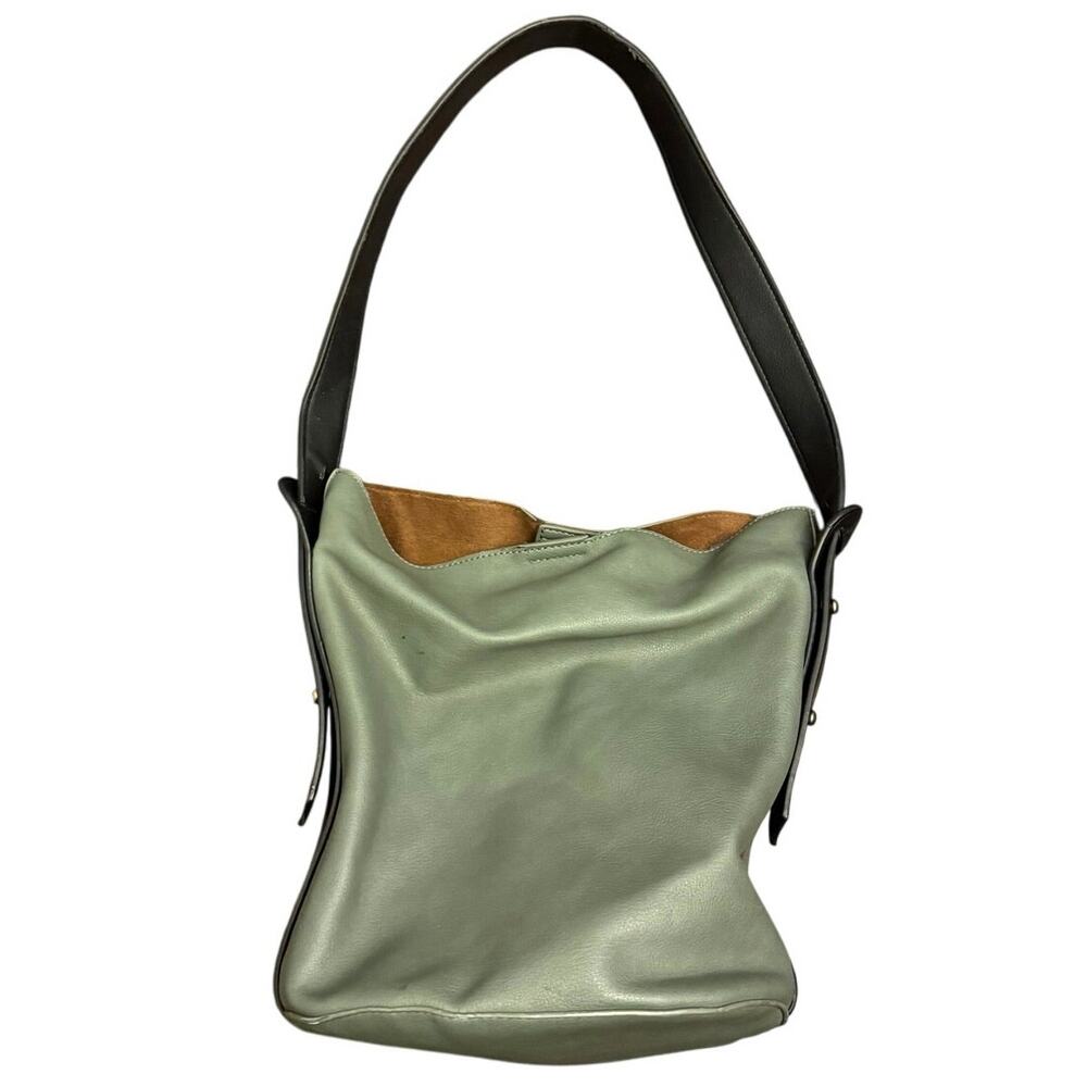 By Anthropologie Women's Green Black Solid Genuine Leather Shoulder Handbags